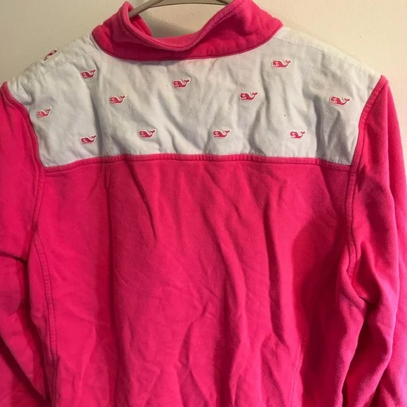 Vineyard Vines Pink Quarter Zip Pullover Women’s Large Blue Whale Logo Preppy - Picture 4 of 11